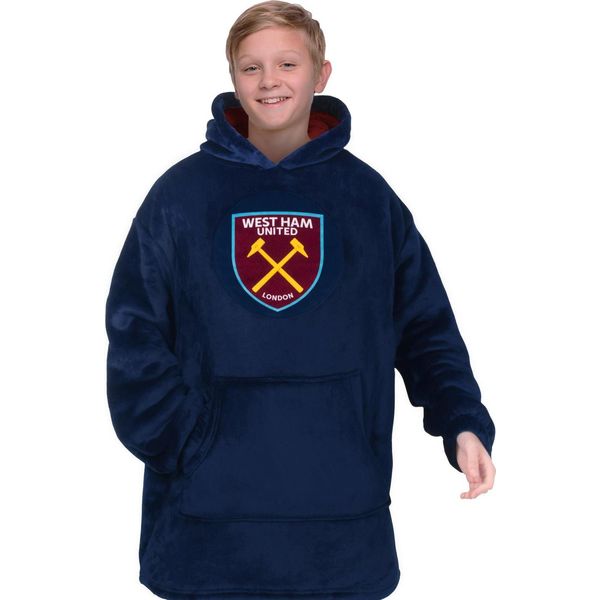 West Ham United Fc - Felpa Con Cappuccio Per Bambini, Oversize GF1182 (146-164) (Blu Scuro)-image