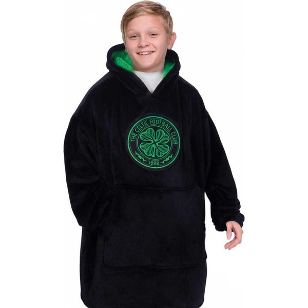 Celtic Fc - Felpa Con Cappuccio Per Bambini, Oversize GF1187 (6-10 Anni) (Nero)-image