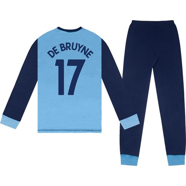 Manchester City Fc - Pigiama "Kevin De Bruyne 17"" Con Pantaloni Lunghi Per Bambino GF783 (128) (Azzurro)"-image