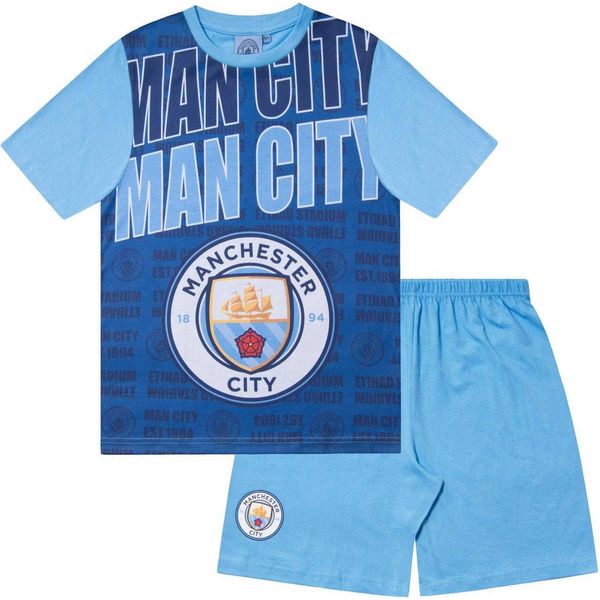 Manchester City Fc - Pigiama Con Pantaloncini Per Ragazzi GF891 (152-158) (Blu Scuro)-image