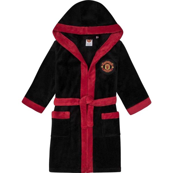 Manchester United Fc - Vestaglia Da Ragazzo In Pile GF628 (146-152) (Nero)-image