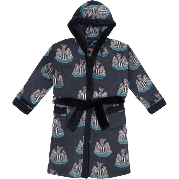 Newcastle United Fc - Vestaglia Da Ragazzo, Stampa All-Over, Pile GF761 (146-152) (Nero)-image