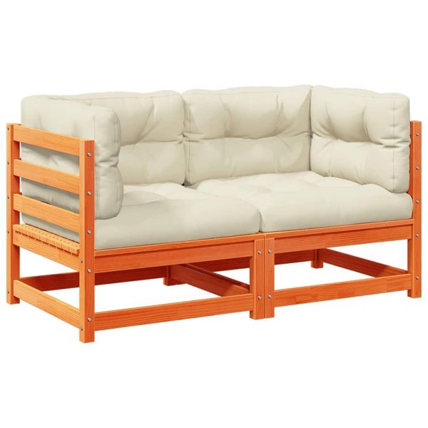 Syfax™ Set Divani Giardino 2 Pz Con Cuscini Marrone Cera Massello Pino-image