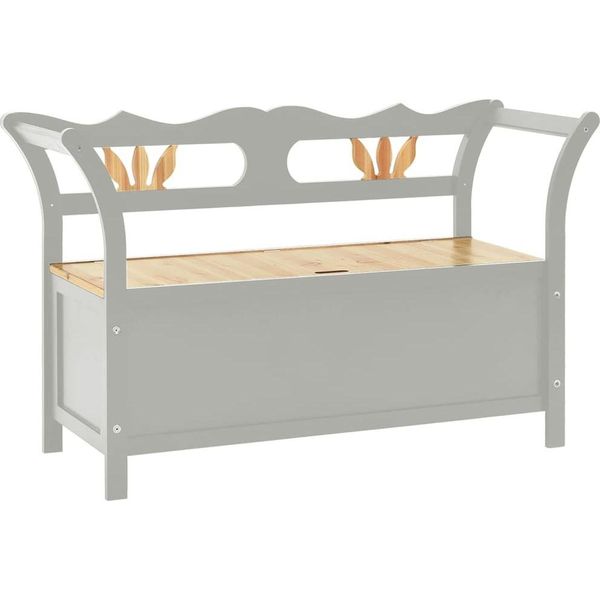 Syfax™ Panca Grigia 107X45X75,5 Cm Legno Massello Di Abete-image
