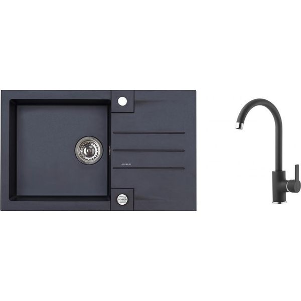 Alveus Sets - Set Lavello Rock 130 E Miscelatore Tonia, Carbonio SETA068-image