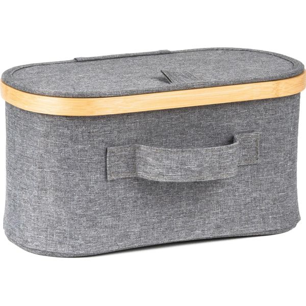 Contenitore G21 30 X 15 X 15 Cm, Bambù Con Coperchio, Grigio-image