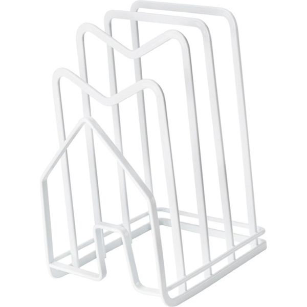 Tagliere Storage Rack Multifunzionale Pot Pan Lid Stand Holder Ferro Buona Ventilazione Cucina Countertop Organizer Bianco Standard-image