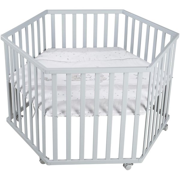 Laufgitter Roba "Sternenzauber, Taupe, 6-Eckig", Baby, Grau (Taupe), LaufstäLle Laufgitter, Mit Stoffeinlage-image