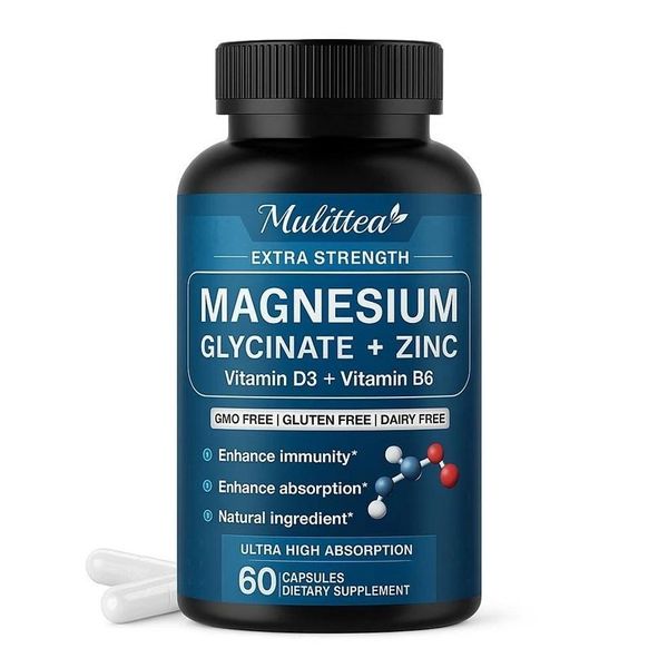 Magnesio Zinco+Vitamina D3+B6 (60 Capsule) Integratore Alimentare, Ossa, Articolazioni, Muscoli, Recupero, Cervello, Nervi, Sistema Immunitario-image