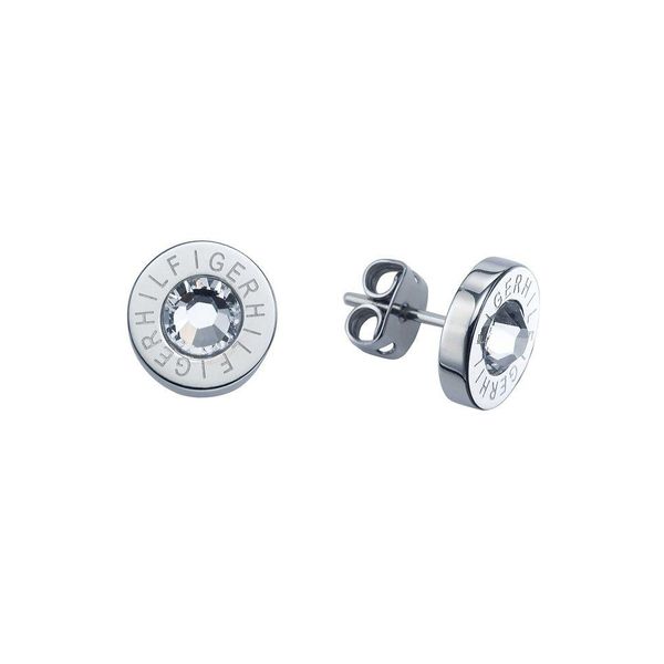 Paar Ohrstecker Tommy Hilfiger "Schmuck Edelstahl Ohrschmuck Ohrringe Holiday Trend", Silber (Edelstahlfarben, Kristallweiß), Ohrringe, Damen, 9Mm, Edelstahl, Mit Kristallstein-image