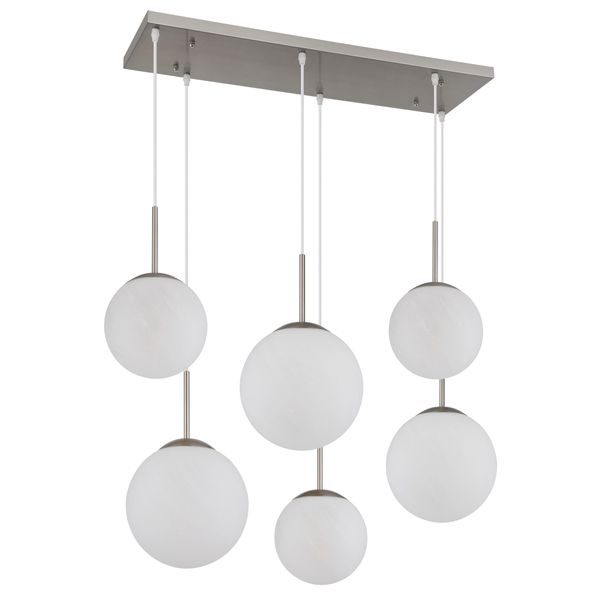 Nowa Pendelleuchte "Kop", Silber (Silberfarben), 6, H: 120Cm, 1 Stk., Leuchten, HäNgeleuchte, HäNgeleuchte, Glaskugeln Opal, Alabaster Optik, Pendelleuchte-image