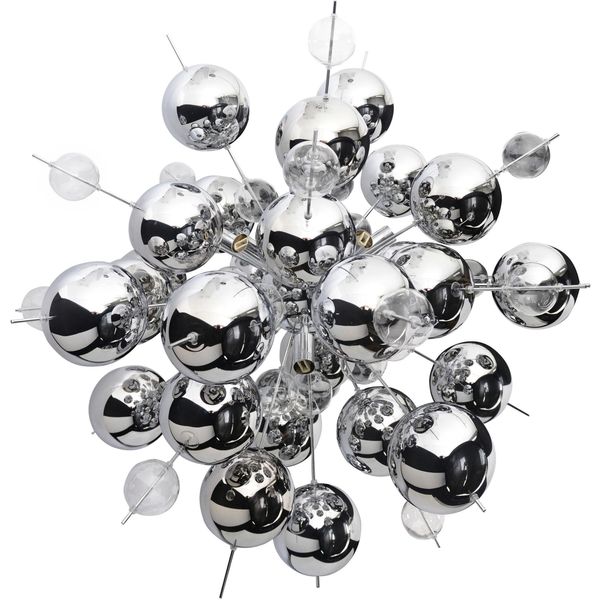 NÄVe Pendelleuchte "Explosion", Grau (Chrom), 10, Ø 65Cm H: 150Cm, 1 Stk., Leuchten, Glaskugeln Silber Groß/Klar Klein, Exkl. 10Xg9, H: Ca. 150Cm, D: 65Cm, Pendelleuchte-image
