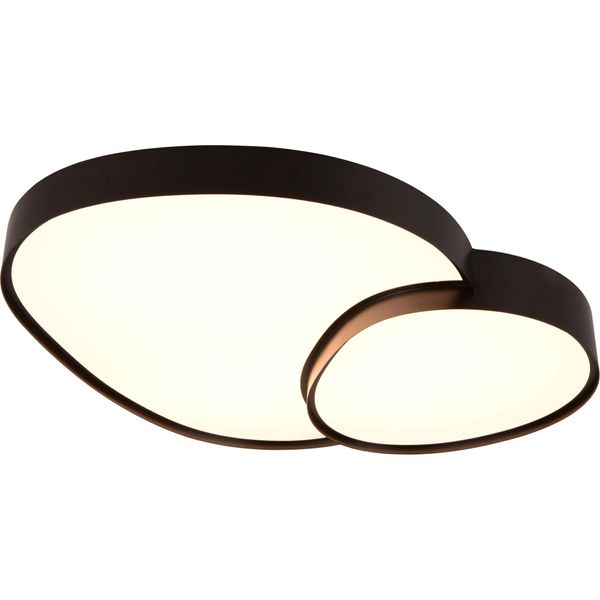 Trio Leuchten Led Deckenleuchte "Rise, Led Deckenlampe 45W 5300 Lumen Warmweiß Bis Kaltweiß 2700-6500K", Schwarz (Schwarz Matt), 1, H: 11,5Cm, 1 Stk., Leuchten, Fernbedienung Dimmbar Memoryfunktion Nachtlicht Cct Lichtfarbe WäHlbar, Led Deckenleuchte-image