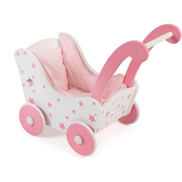 Puppenwagen CHIC2000 "Aus Holz", Pink (Stars Pink), Puppenwagen, Kinderb:31Cm H:45Cm T:55Cm, Mitteldichte Faserplatte (Mdf), B:31Cm H:45Cm T:55Cm-image