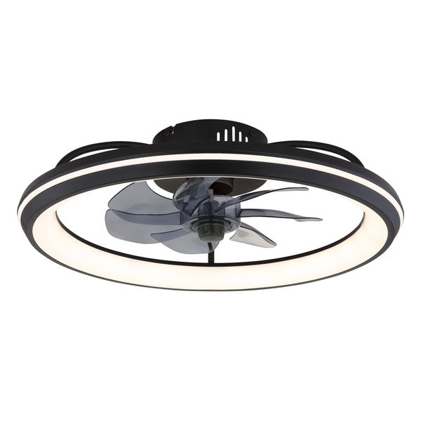 Globo Lighting Deckenleuchte "Celeste", Schwarz (Schwarz Matt), Ø 50Cm H: 14Cm, 1 Stk., Leuchten, Deckenventilator, Deckenlampe, Moderner Ventilator, Deckenleuchte-image