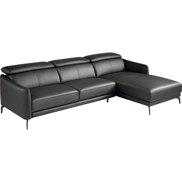 Divano Angel Cerdá Con Chaise Longue Destra In Pelle Nera 6041-image