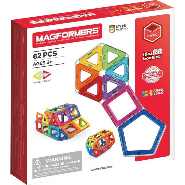 Magformers Set Di Costruzioni In Metallo 62 Pezzi - 20 Triangoli, 30 Quadrati, 12 Pentagoni, A Partire Da 6 Anni-image