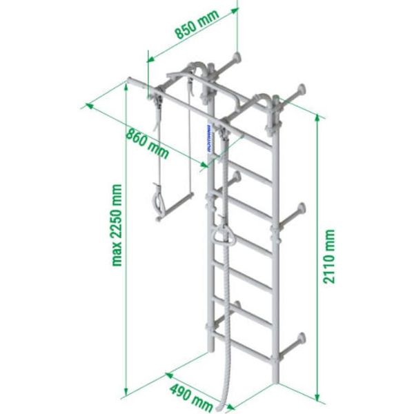 Barre A Muro Per La Stanza Dei Bambini Next-3 Argento-Nero | Parete Da Arrampicata | Attrezzi Da Ginnastica | A Muro-image
