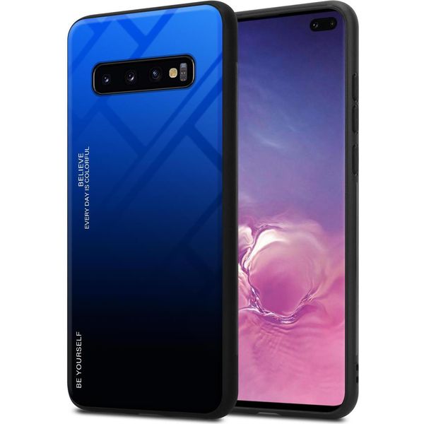 Cadorabo Custodia Per Samsung Galaxy S10 Plus Cover Protettiva In Nero Custodia Per Cellulare Tpu Custodia Cover Vetro Temperato-image