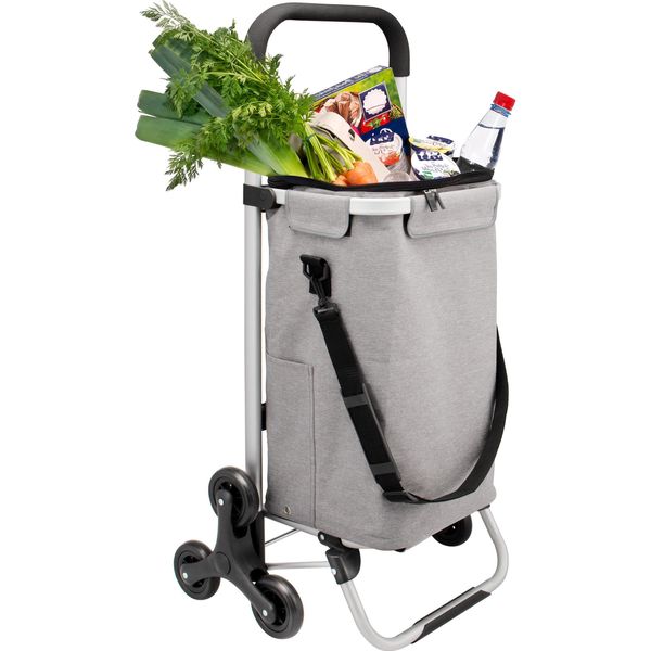 Carrello Spesa Bremermann Drebber - Capacità 45 L, Carrello A Mano, Carrello Spesa Con Ruote Saliscale, Grigio-image