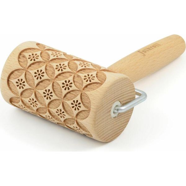 Mattarello Folkroll Motivo Cina, Mini, 9,5 Cm, Mattarello, Rullo Per Goffratura, Motivo, Motivo, Rullo, Legno Di Faggio, 330661-image