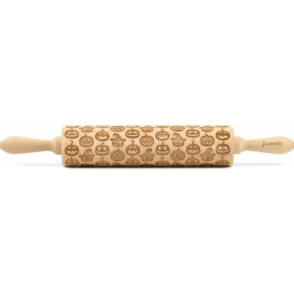 Folkroll Mattarello Zucca Di Halloween, Grande, 43 Cm, Mattarello, Rullo Per Goffratura, Modello, Motivo, Rullo, Legno Di Faggio, 334041-image
