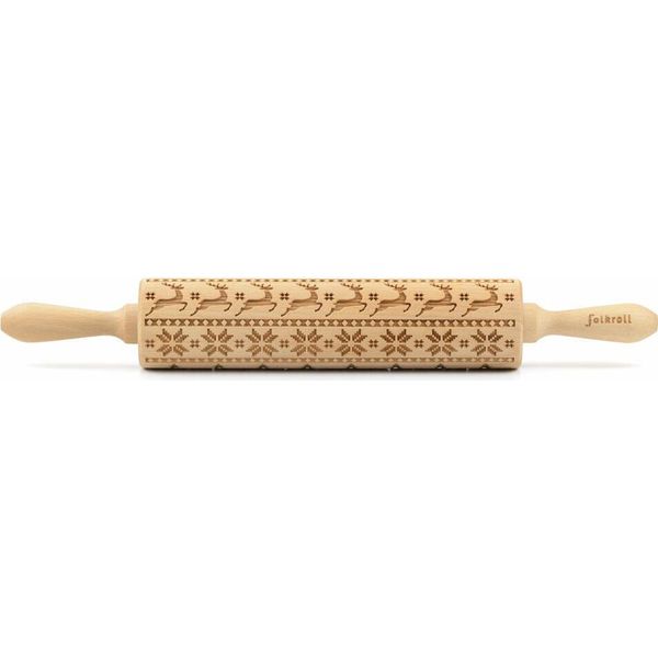 Mattarello Folkroll Scandinavia Natale, Grande, 43 Cm, Mattarello, Rullo Per Goffratura, Motivo, Motivo, Rullo, Legno Di Faggio, 330388-image