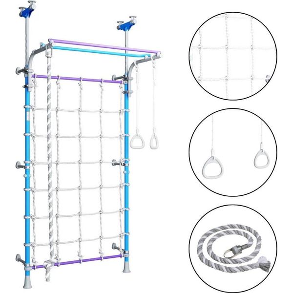 Rete Da Arrampicata Wallbarz Nets | Struttura Da Arrampicata Per Interni | Parete Da Arrampicata A Barre Orizzontali 100 Kg Per Bambini-image