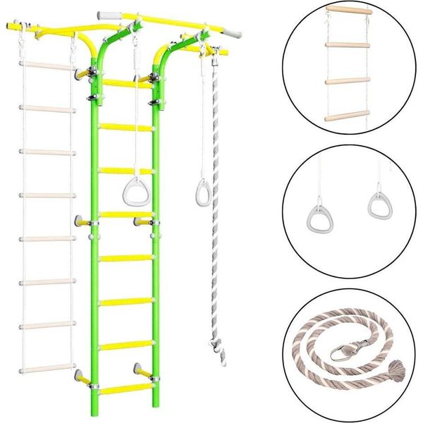 Spalliera In Metallo Per Bambini Kometa Next 2 Giallo-Argento | Parete Da Ginnastica Kometa Next 2 | Parete Da Arrampicata Kometa Next 2-image