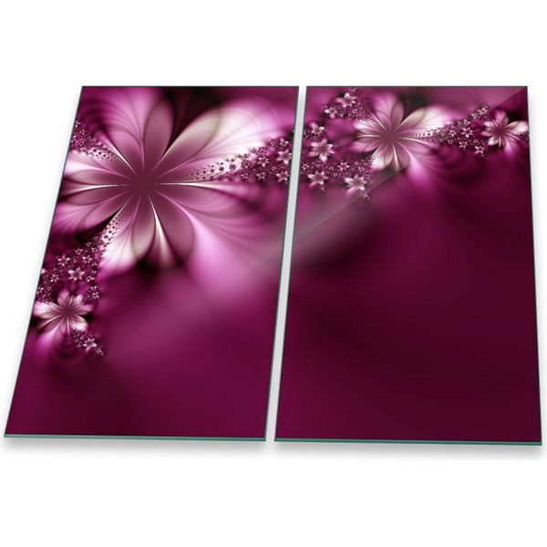 Piastra Di Copertura Del Piano Cottura Piastra Di Copertura Del Piano Cottura In Ceramica 2 Pezzi 60X52 Protezione Rosa-image