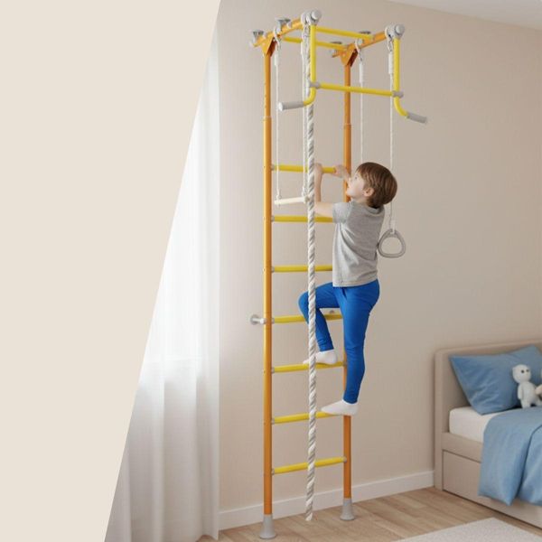 Wallbarz Win 1D Parete Di Arrampicata Parete Di Ginnastica Parete Di Arrampicata Attrezzature Di Ginnastica Per Bambini Al Coperto Con Montaggio A Soffitto-image