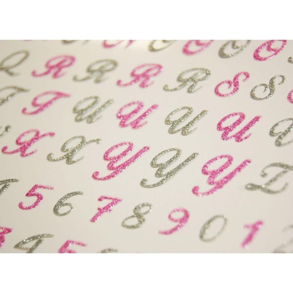 111 Adesivi - Alfabeto E Numeri - Rosa E Grigio-image