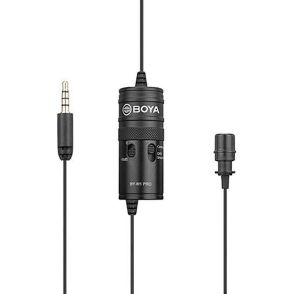 Boya BY-M1 Pro Microfono Lavalier Per Smartphone Dslr 6 M Di Cavo Adattatore 3,5-6,3 Mm-image