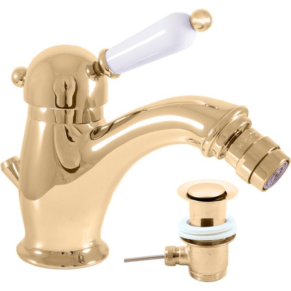 Labe - Miscelatore Per Bidet Con Scarico, Oro - Lucido L545.0KZ, Rav SlezáK-image