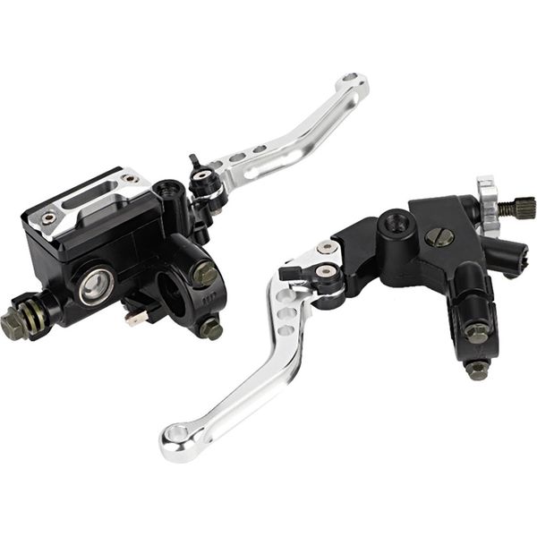 1 Coppia 7/8" (22 Mm) Universal Motorcycle Brake Clutch Master Cylinder Reservoir Levers Silver"-image