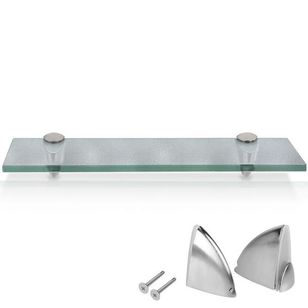 Mensola In Vetro 50X10X0,8 Cm Con Supporto Mensola In Vetro Mensola Da Parete Mensola Da Bagno Mensola Da Appendere Vetro Smerigliato-image