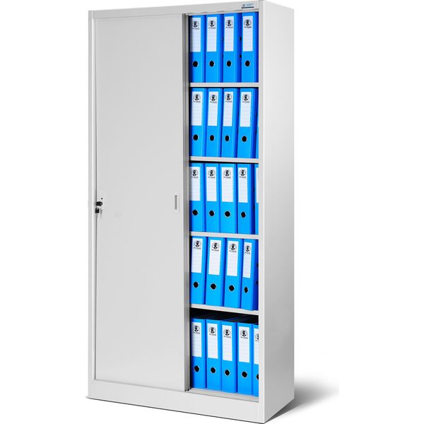 Armadio Per Archiviazione Armadio Per Ufficio Armadio In Acciaio Grigio 185X90X40-image