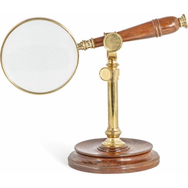 Authentic Models Lente D'ingrandimento Con Supporto, Lente D'ingrandimento, Legno, Ottone, Vetro, AC099A-image