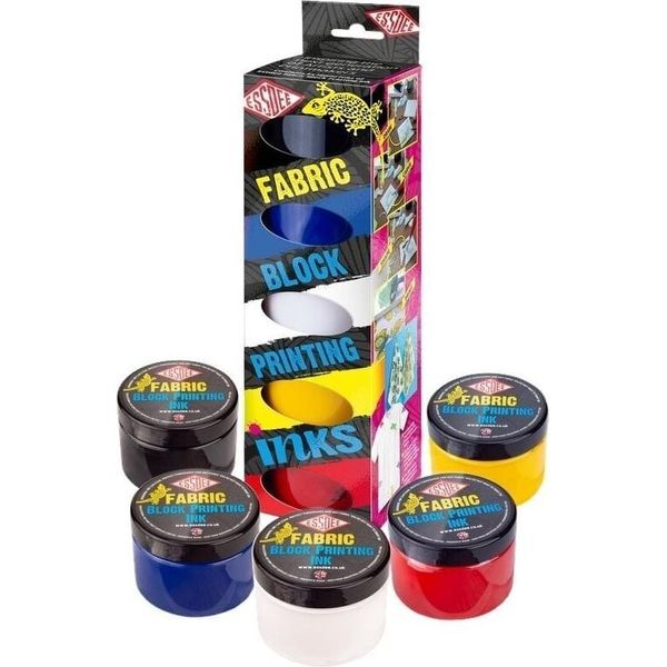 Inchiostro Per Stampa A Blocchi Di Tessuto Essdee, Colori Primari, Confezione Da 5 X 150 Ml.-image
