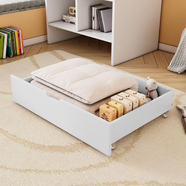 Sweiko Due Cassetti, Contenitore Sotto Il Letto, Mdf + Rotelle, Bianco (93X67X20Cm) (Solo Cassetti)-image