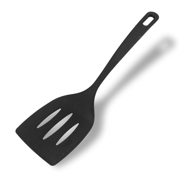 Fackelmann Paletta Forata Antiaderente In Nylon Alto Spessore, 31 X 8,5 Cm, Linea Nero-image