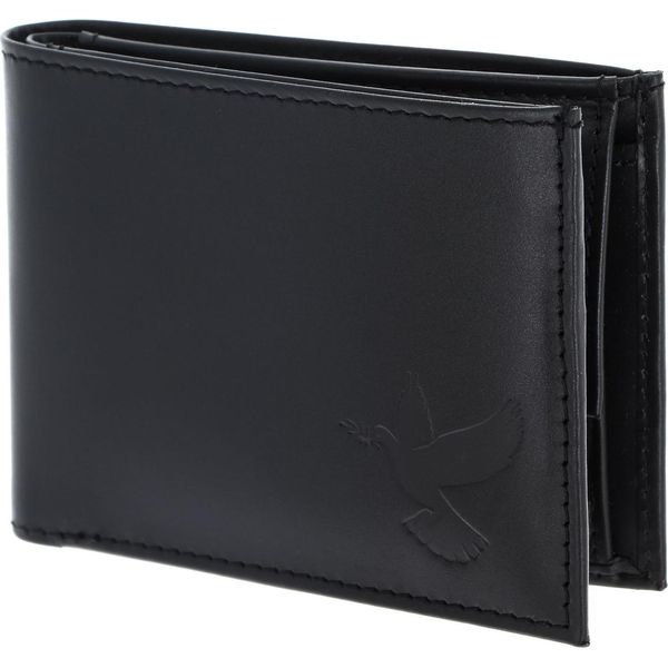 Oxmox Pelle Portafoglio Leather Rfid Protect PocketböRse Freedom Pigeon Embossed Black Nero-image