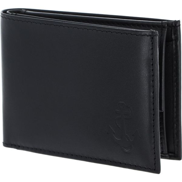 Oxmox Pelle Portafoglio Leather Rfid Protect PocketböRse Freedom Anchor Embossed Black Nero-image