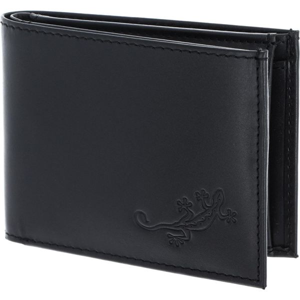 Oxmox Pelle Portafoglio Leather Rfid Protect PocketböRse Lizard 2.0 Embossed Black Nero-image