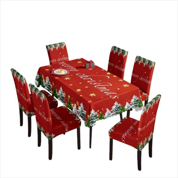 Inf Set Decorativo Natalizio: Tovaglia E Coprisedie Con Albero Di Natale-image
