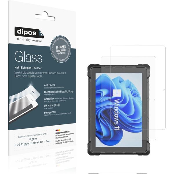 2X Pellicola Protettiva Per Higole F7G Rugged Tablet 10.1 Zoll Protezione Opaco Vetro Flessibile 9H Dipos-image