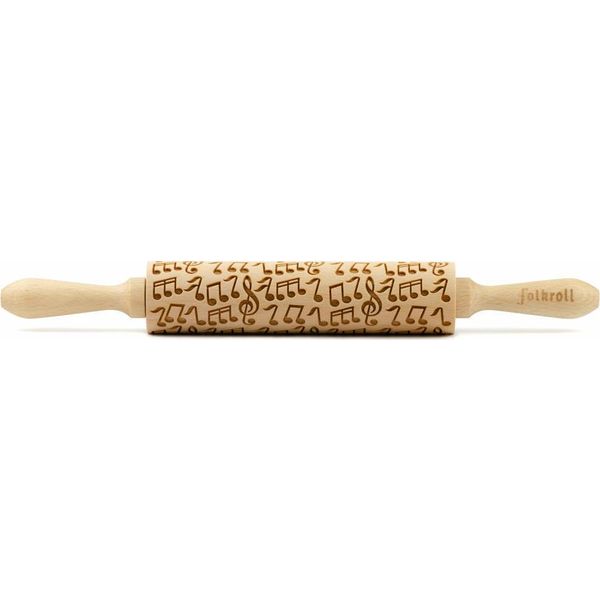 Mattarello Folkroll Motivo Musica, Medio, 37 Cm, Mattarello, Rullo Per Goffratura, Motivo, Rullo, Legno Di Faggio, 892509-image