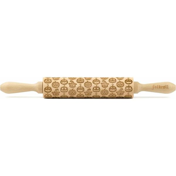 Mattarello Folkroll Motivo Zucca Di Halloween, Medio, 37 Cm, Mattarello, Rullo Per Goffratura, Motivo, Rullo, Legno Di Faggio, 892875-image