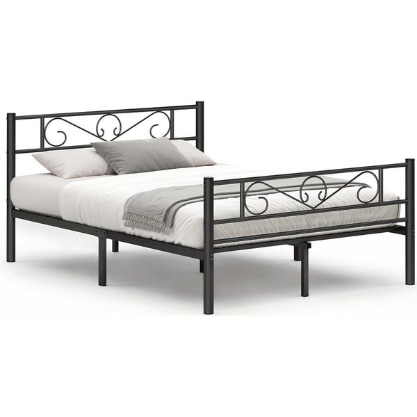 Vasagle Struttura Letto Matrimoniale In Metallo, Adatta Per Materasso 140 X 190 Cm, Per Adulti Bambini, Non è Necessaria La Rete-image