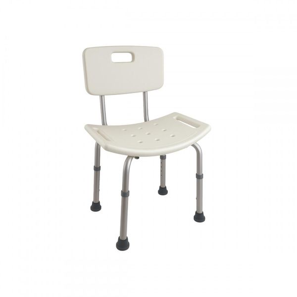Mobiclinic, Sedia Da Doccia Con Schienale, Olivo, , Regolabile In Altezza, Con Tappi In Gomma Antiscivolo, Sedia Da Bagno In Alluminio E Pvc, Sgabello Da Bagno, Bianco-image